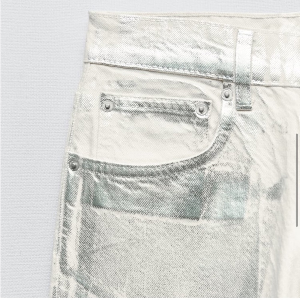 ZARA ZW MID-RISE BOYFRIEND JEANS SILVER - Picture 6 of 8